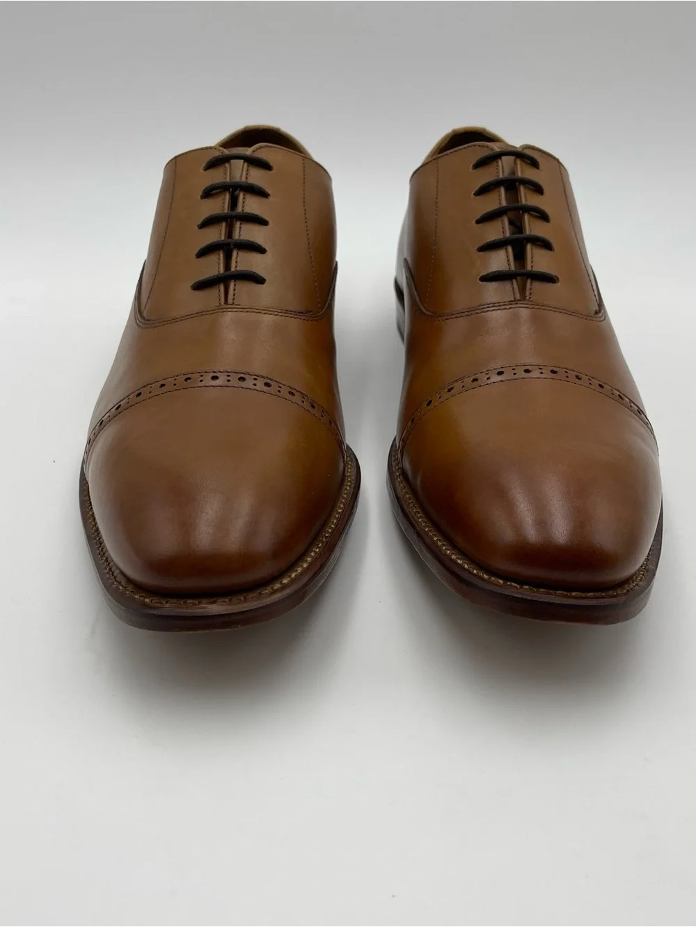 ALLEN EDMONDS SZ 14D Brady Walnut Leather Cap Toe Oxfords Shoes MSRP $450